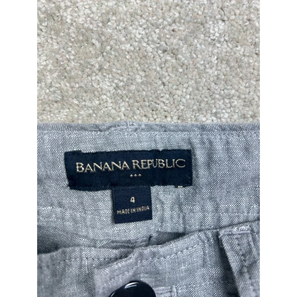 BANANA REPUBLIC Pants Women's Gray Size 4 Linen Blend Drawstring Pockets
